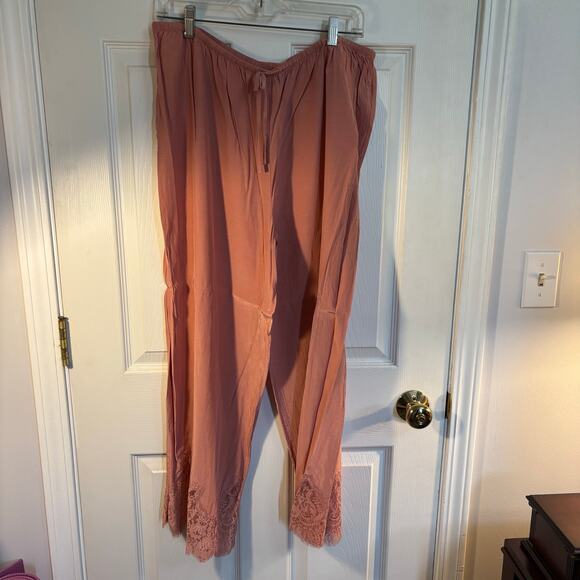 Victoria’s Secret Coral Lace Trim Camisole Drawstring Pants Pajama Set, Sz XL - Picture 8 of 13